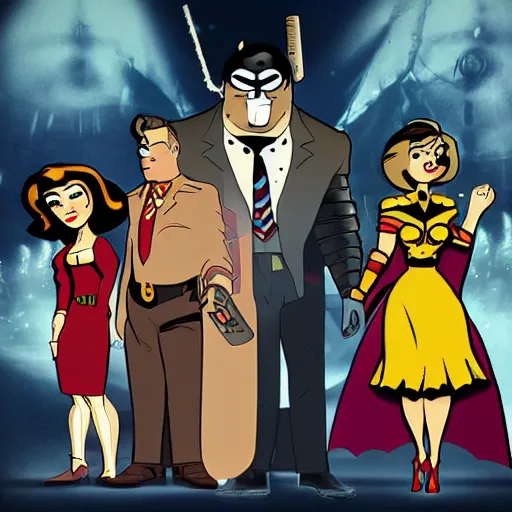 Image similar to bioshock : the animated series, in the style of batman the animated series