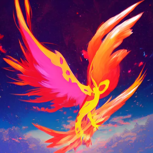 Prompt: anime painting frantic cute fiery bird zipping around, wanting to explore and investigate everything. it\'s curiosity is unbounded and insatiable, digital art, trending on artstation, stylized, colorful feathers, anime art by Kuvshinov Ilya, lariennechan, Aokamei