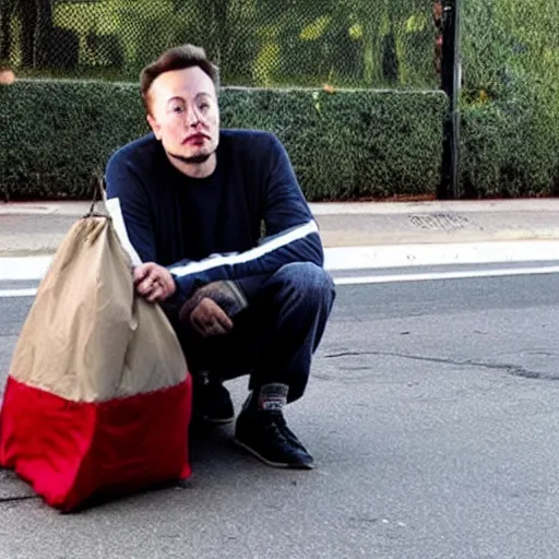 Image similar to homeless man, elon musk