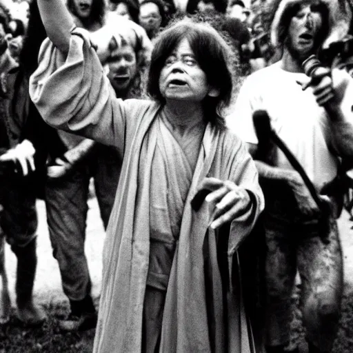 Image similar to yoda performing at woodstock