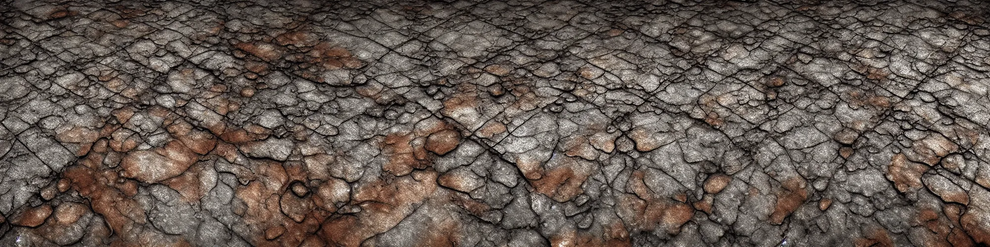 Image similar to tileable texture , damaged alumiunium, surface imperfections, grunge, dirt ,rust, oxydation, reaction, super detailed texture, octane, amazing details, dynamic light , substance designer render, zbrush sculpt, ,scratches , stains, spilled oil, gasoline, realistic,diffraction diffusion ,