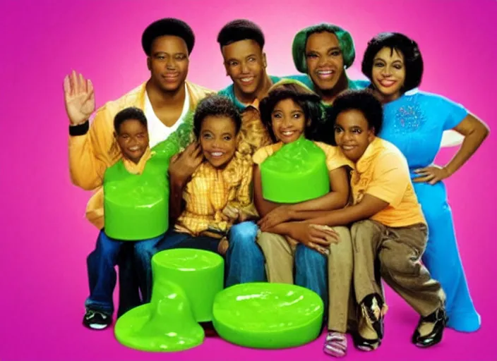 Image similar to the episode of family matters where everyone gets covered with nickelodeon slime hd
