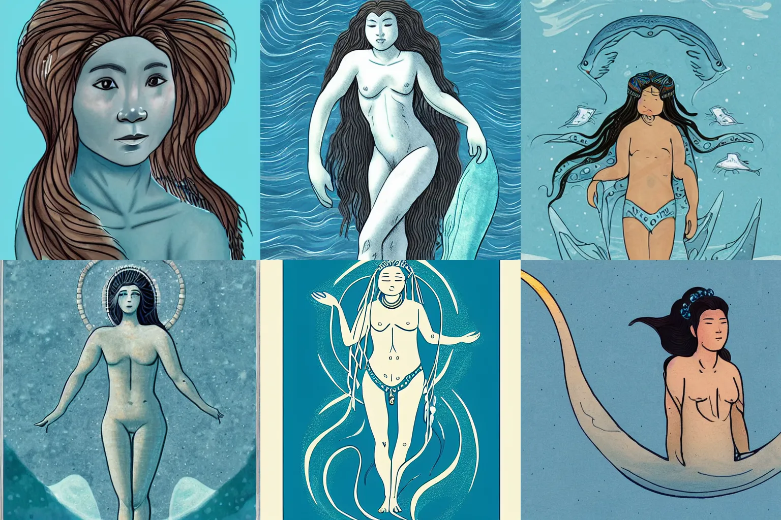 Prompt: sedna : : inuit goddess of the ocean : : illustration