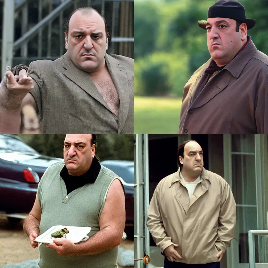 Prompt: tony soprano looking for the last gabagool on earth