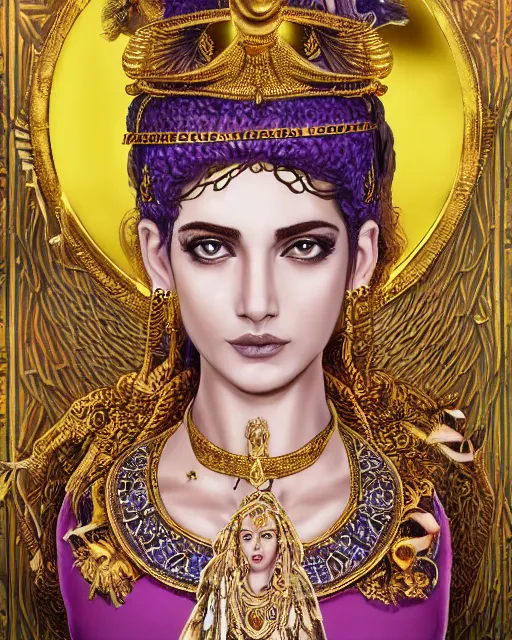 Prompt: Athena as a mesopotamian goddess of fertility, very detailed eyes, realistic eyes, , extremely beautiful, marvelous eyes, dawn, halo, flowers and plants, gold, intricated design, very detailed and rich clothing ,vivid color.digital 2D, painterly style, cinematic matte Illustration,trending on pixiv and artstation.Fantastic depth-of-field effect in Bacnground.Fine particles fluttering in the air. anime wallpaper，Sunlight on the face.by Wlop,Mika Pikazo，米山舞，Yoneyama Mai，Makoto Shinkai, VOFAN