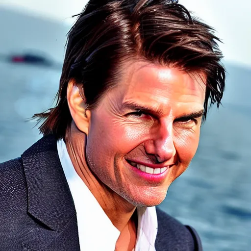 Image similar to tom cruise on a cruise ship, decomposing corpse