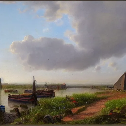 Image similar to Dutch landscape, photorealistic, 8K, detailed, clogs