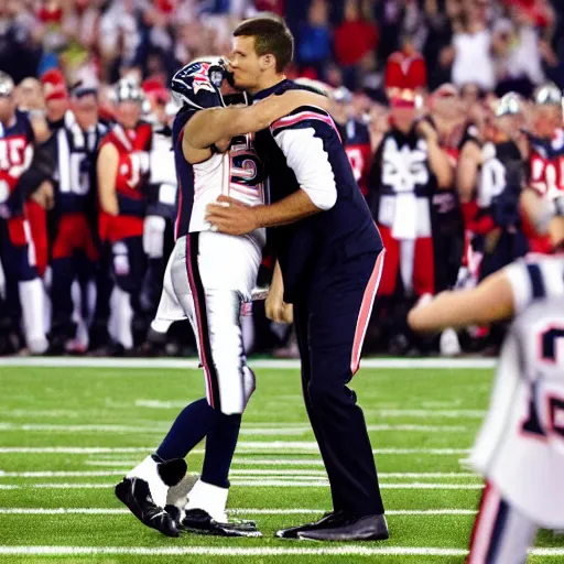 Prompt: tom brady kissing a frof