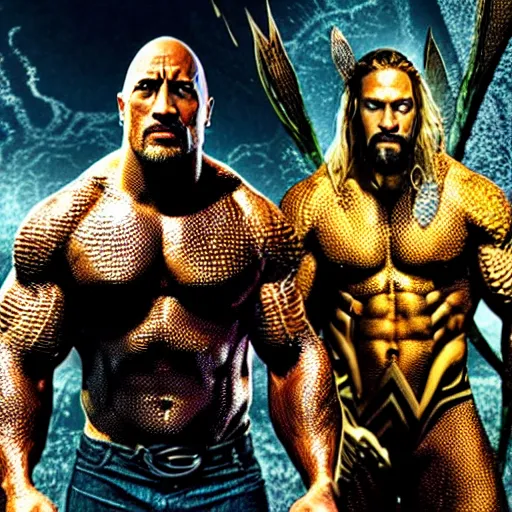 Image similar to Dwayne Johnson as Aquaman 4k detail