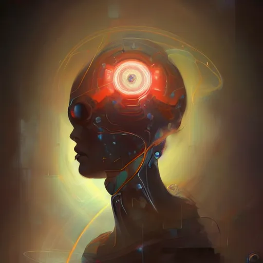 Prompt: the abstract concept of a sentient neural net artificial mind, concept art, by peter mohrbacher