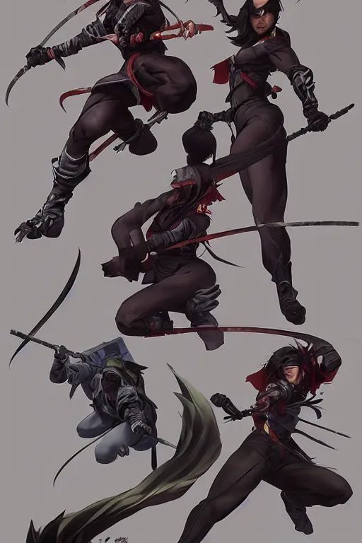 Image similar to a Hyung tae Kim concept art of female ninja character on a render by the artist Hyung tae Kim , highly detailed, sharp focus, Jiyun Chae, Joe Madureira, Trending on Artstation by Hyung tae Kim, artbook, Stanley Artgerm Lau, WLOP, Rossdraws and Greg Rutkowski