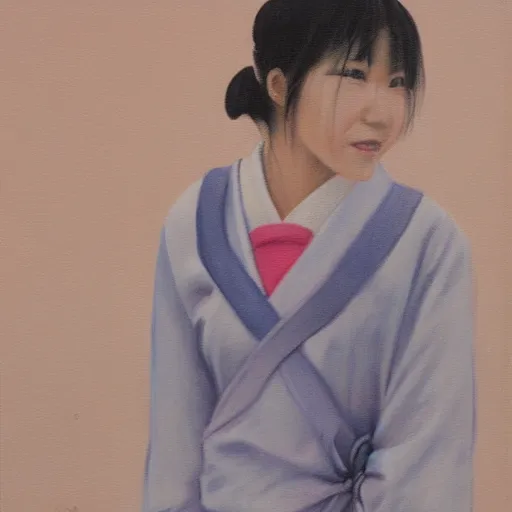 Prompt: a painting of Japanese schoolgirl, clothed, kodak portra and instagram