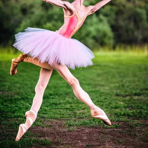 Image similar to professional photography of a giraffe ballet dancer in a tutu on the savannah