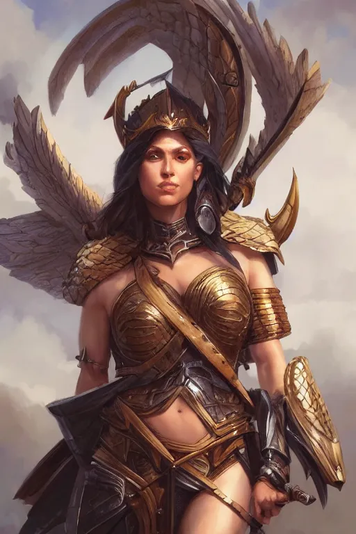 Image similar to amazon valkyrie athena, d & d, fantasy, portrait, highly detailed, headshot, digital painting, trending on artstation, concept art, sharp focus, illustration, art by artgerm and greg rutkowski and magali villeneuve