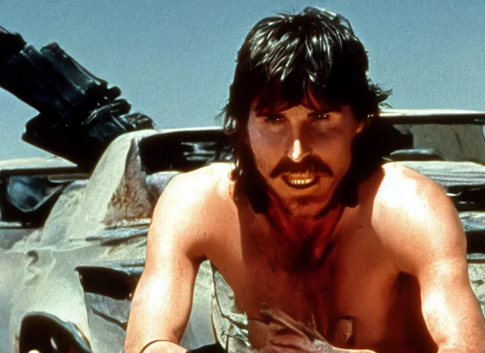 Image similar to film still of Christian Bale as Max in Mad Max 1979