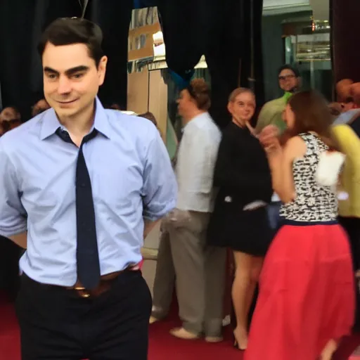 Image similar to ben shapiro wearing a fancy skirt, hd candid photography