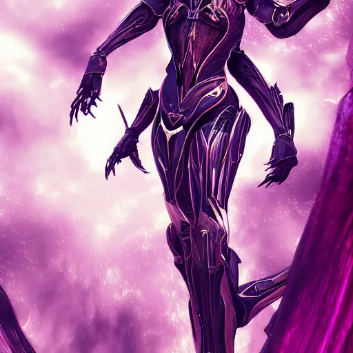 Image similar to shrunken pov from the floor, looking up, at a giant, highly detailed, exquisite and beautiful stunning female warframe, standing elegantly, unaware of your tiny existence, off-white plated armor, slick elegant design, bright Fuchsia skin, sharp claws, close full body shot, epic cinematic shot, realistic, professional digital art, high end digital art, DeviantArt, artstation, Furaffinity, 8k HD render, epic lighting, depth of field