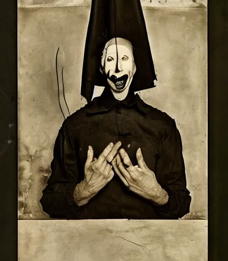 Image similar to portrait of marilyn manson by joel peter witkin and hieronymus bosch, high quality, high detail