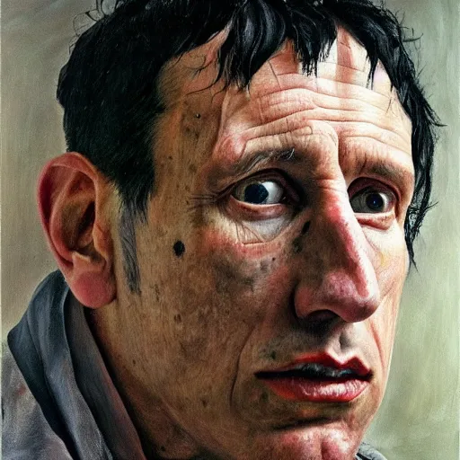 Image similar to high quality high detail painting by lucian freud, hd, trent reznor portrait