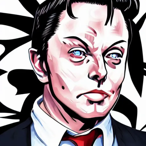 Image similar to elon musk as an anime villain