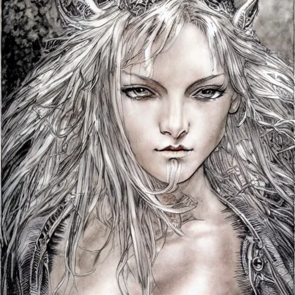 Image similar to a highly detailed portrait in the style of luis royo and in the style of milo manara.