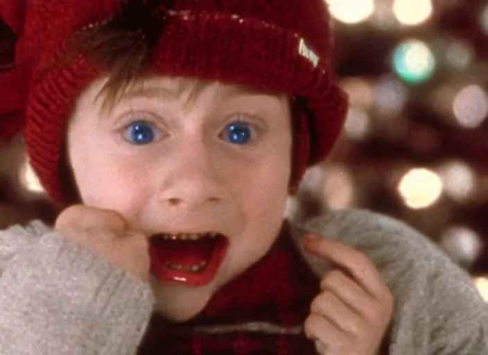 Prompt: still shot from home alone movie