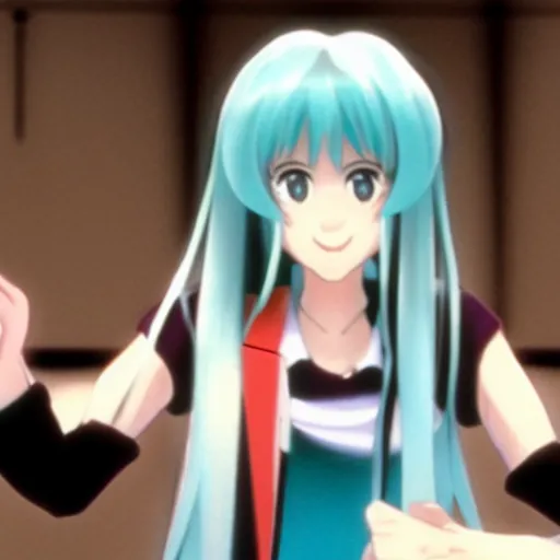 Prompt: a still of Hatsune Miku in The Breakfast Club (1985)