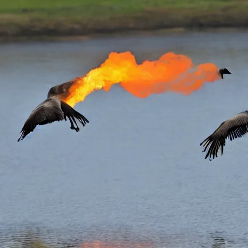 Prompt: fire breathing geese