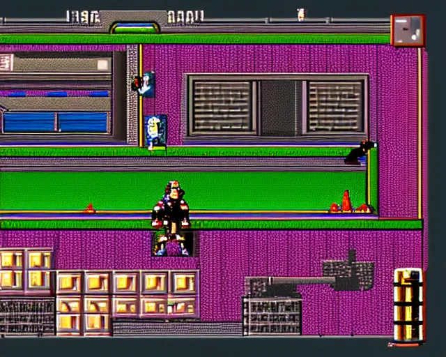 Prompt: a screenshot showing the game play from the defender iii prototype video game from 1 9 8 5