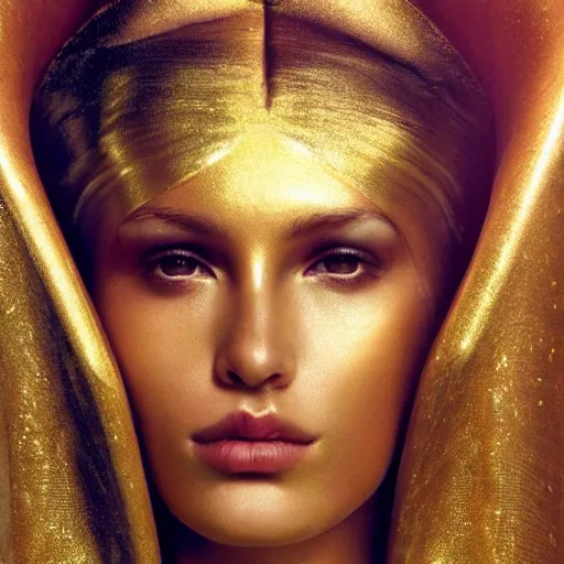 Prompt: a beautiful photographic shot of saga gold saint of gemini, beautiful natural light failling on her face, by annie leibowitz