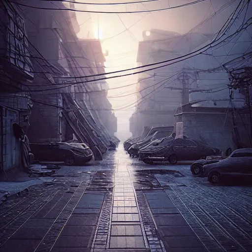 Image similar to streets of a city on the Moon, Neo Norilsk, Neo Kyiv, sci-fi, enchanting, photorealistic, intricate, very very beautiful, elegant, smooth, photorealistic, cinematic, Octane renderer, by Evgeny Zubkov, by Marat Zakirov, trending on Behance