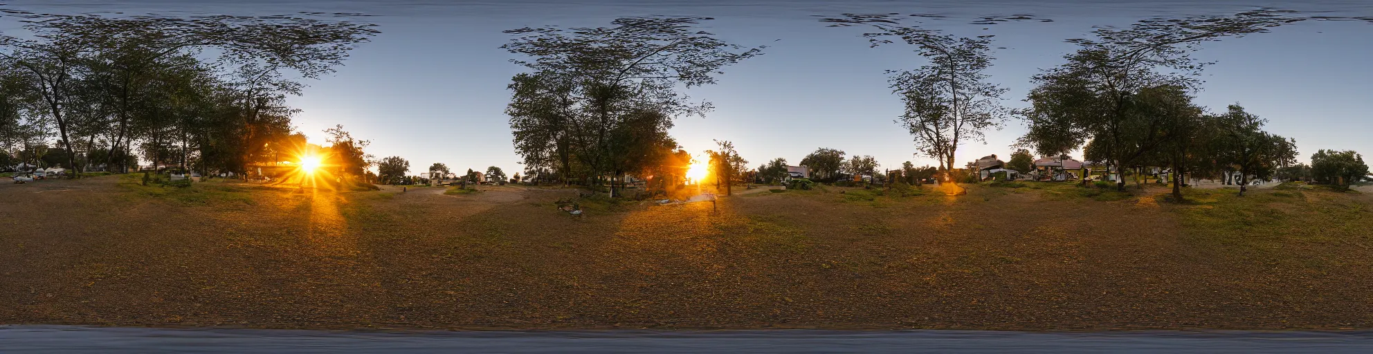 Image similar to spherical panorama photo of a anicient village street dawn 5 0 mm