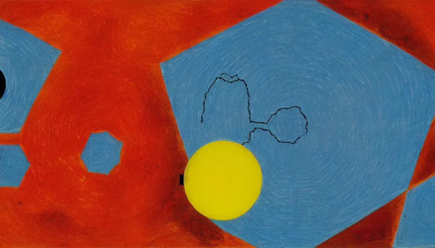 Image similar to the sun being blocked by a hexagon in space, planet earth in the foreground, painted by miro