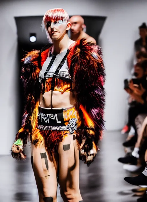 Image similar to hyperrealistic and heavy detailed adidas avant garde runway show of movie the fifth element leeloo dallas, leica sl 2 5 0 mm, vivid color, high quality, high textured, real life