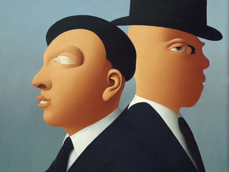 Image similar to a painting by rene magritte, high detail, high resolution