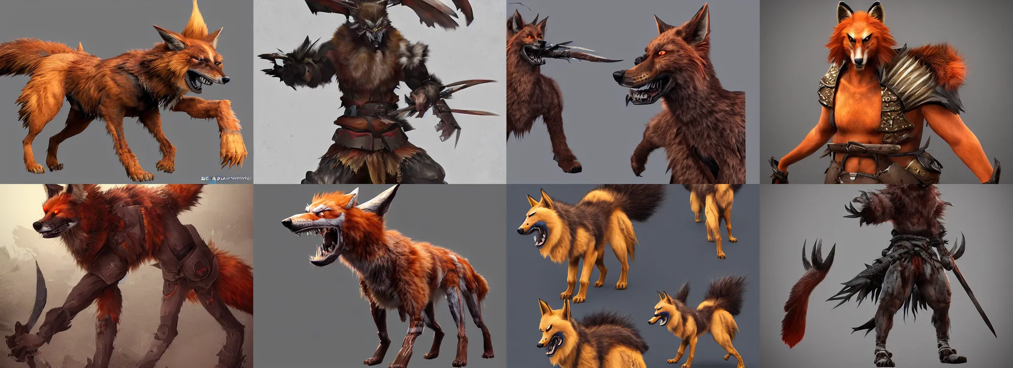 Prompt: extremely scary angry tough rough looking maned wolf. japanese warrior character, scary, gruffness, interesting 3 d character concept by square enix, in the style of league of legends, hyper detailed, cinematic, final fantasy, character concept, ray tracing, fur details, maya, c 4 d, artstation