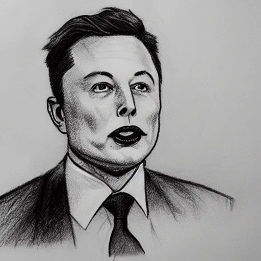 Prompt: a graphite sketch of a poorly drawn Elon Musk