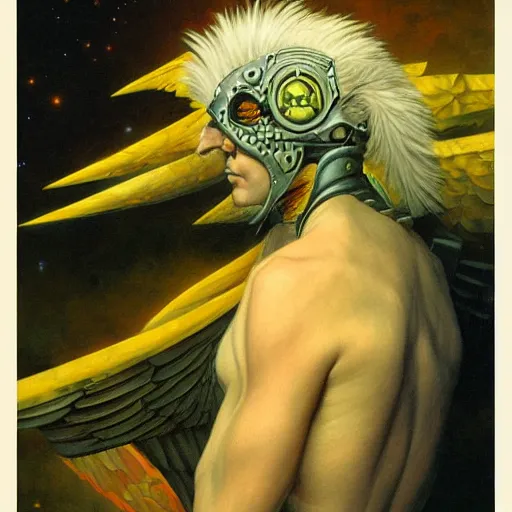 Image similar to portrait of a wing warrior, by Gerald Brom