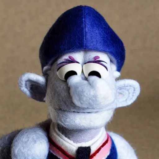 Image similar to prison mike as a muppet. highly detailed felt. hyper real photo. 4 k.