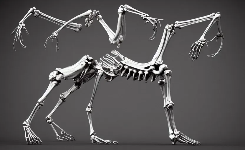 Prompt: stylized shiny polished silver statue full body extra limbs bizarre cosmic horror quadruped animal ( ( skeleton ) ) framework four legs made of marble of slug creature tendrils, perfect symmetrical body, perfect symmetrical face, hyper realistic, hyper detailed, by johannen voss, by michelangelo, octane render, blender, 8 k, displayed in pure white studio room