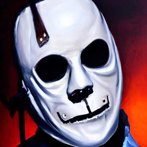 Prompt: A Painting of Michael Myers mask very detail 4K quality super realistic