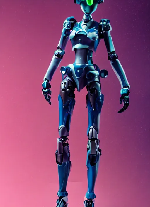 Prompt: Girl in mecha cyber Armor, portrait of the action figure of a girl, with bare legs，in the style of NEON GENESIS EVANGELION，anime figure