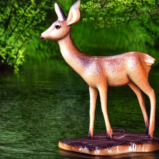 Prompt: fantasy photography wide angle waterside deer fairy ultrarealistic 1 5 0 mpx