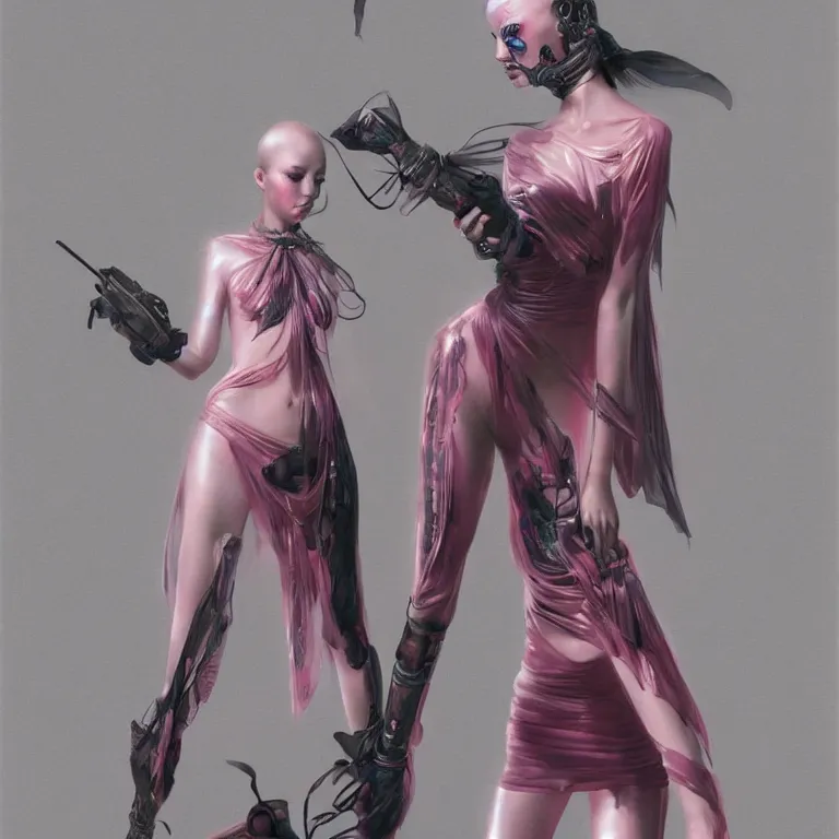 Prompt: sensual chinese domme, cyberpunk fashion, porcelain skin, vogue, james gurney, wayne barlowe, 4 k