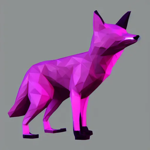 Prompt: Very low poly fox, wireframe retrowave