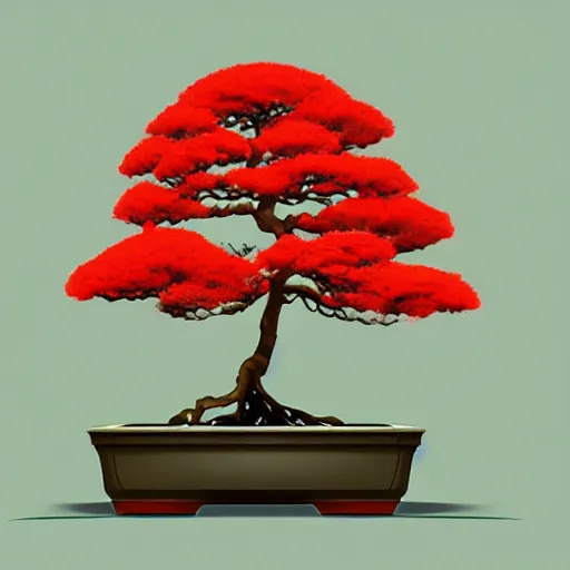 Image similar to bonsai rowan! tree but minimalistic concept art by frank stella gilleard james whalen tom, colorful, soft light, trending on artstation, minimalism