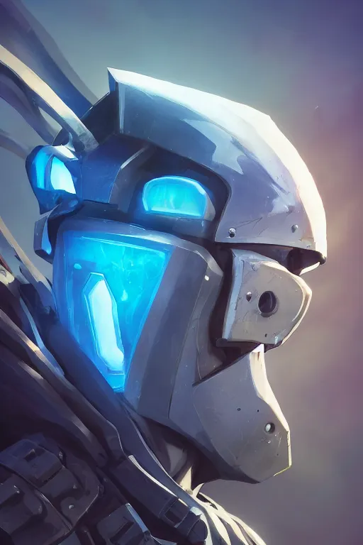 Image similar to epic mask helmet robot ninja portrait stylized as fornite style game design fanart by concept artist gervasio canda, behance hd by jesper ejsing, by rhads, makoto shinkai and lois van baarle, ilya kuvshinov, rossdraws global illumination radiating a glowing aura global illumination ray tracing hdr render in unreal engine 5