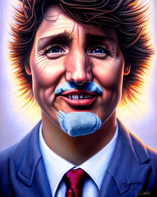 Prompt: detailed portrait of justin trudeau socks pheta by tomasz alen kopera and peter mohrbacher and johanna martine! and margaret keane! coherent luminescent