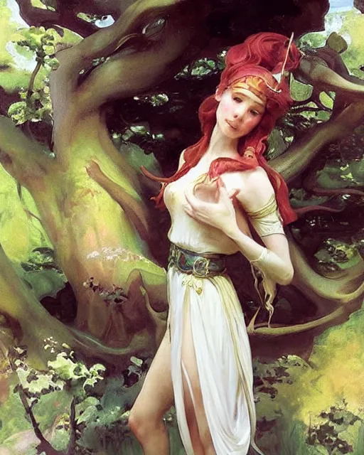 Image similar to a beautiful elf princess by John Singer Sargent and Ross Tran and Michael Whelan