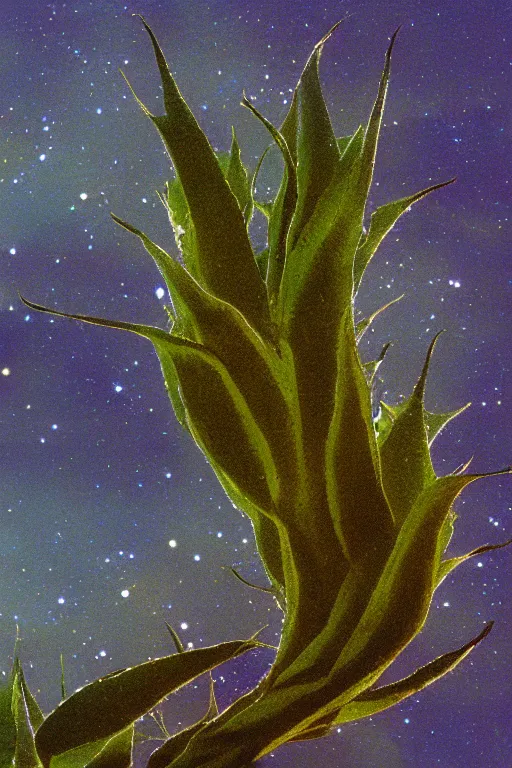 Image similar to kodak portra 4 0 0 photograph of a multi level botanical spaceship in space, telephoto, faded effect, grain,